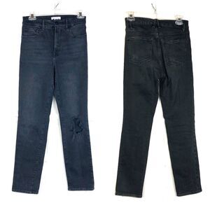 GOOD AMERICAN Good Classic Black Distressed Jeans Size 0/25 Black206